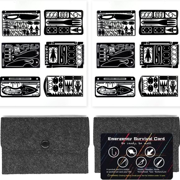 Multitool Card Emergency Camping Tool EDC Kit in  Wallet Outdoor Hunting (Silver - Picture 7 of 12